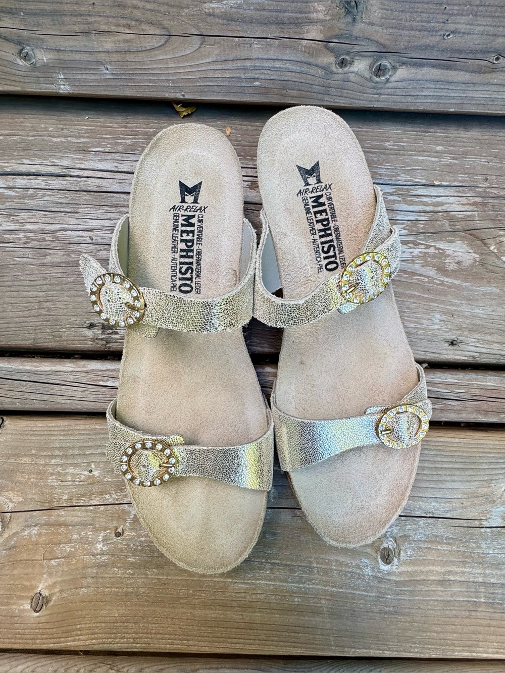 Mephesto Wedge Slip on Sandals